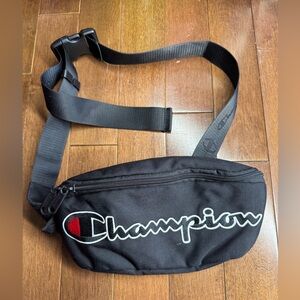 Champion  Black Prime Sling Bag Fanny Pack Embroidered Logo Adjustble Strap